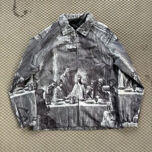 hellpur windbreaker the last supper graphic y2k streetwear waterproof jacket